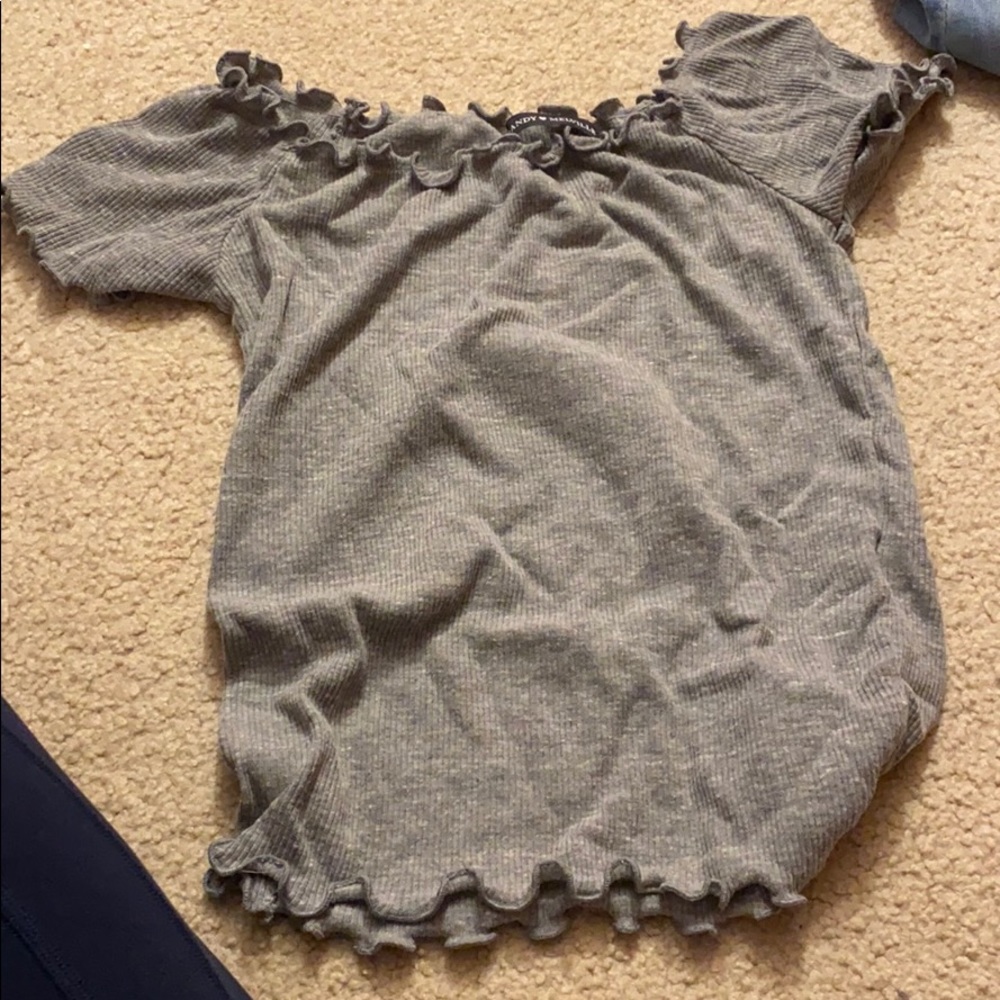 Brandy grey over shoulder shirt